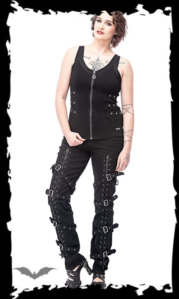 Figurbetonendes Gothic Top mit dekorativen Nieten